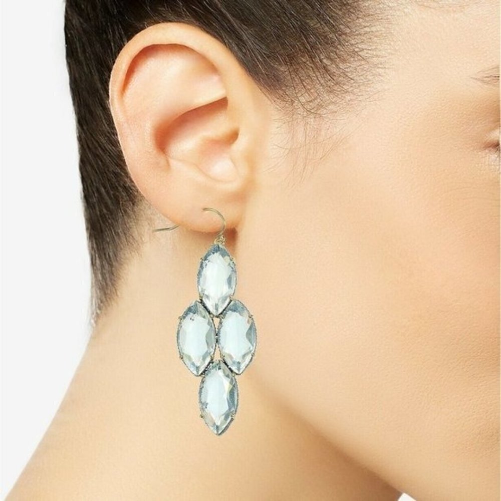 INC Gold-Tone Blue‎ Thread Wrapped Drop Earrings